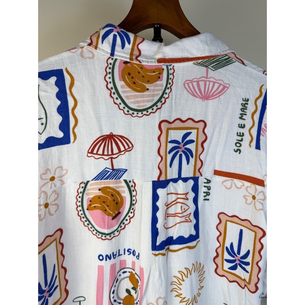 Label of Love Women Button down Easy Shirt Medium Muti Boho Rayon Linen Summer - Picture 13 of 16
